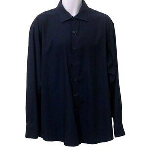 Kenneth Cole Men's Button Up Dress Shirt Size 17 1/2 34/35 Regular Fit Blue Long